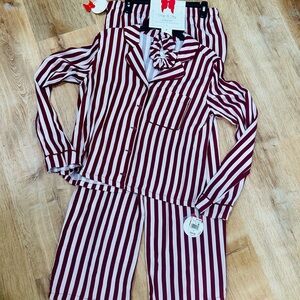 Chic Striped Women's Pajama Set - Maroon and White